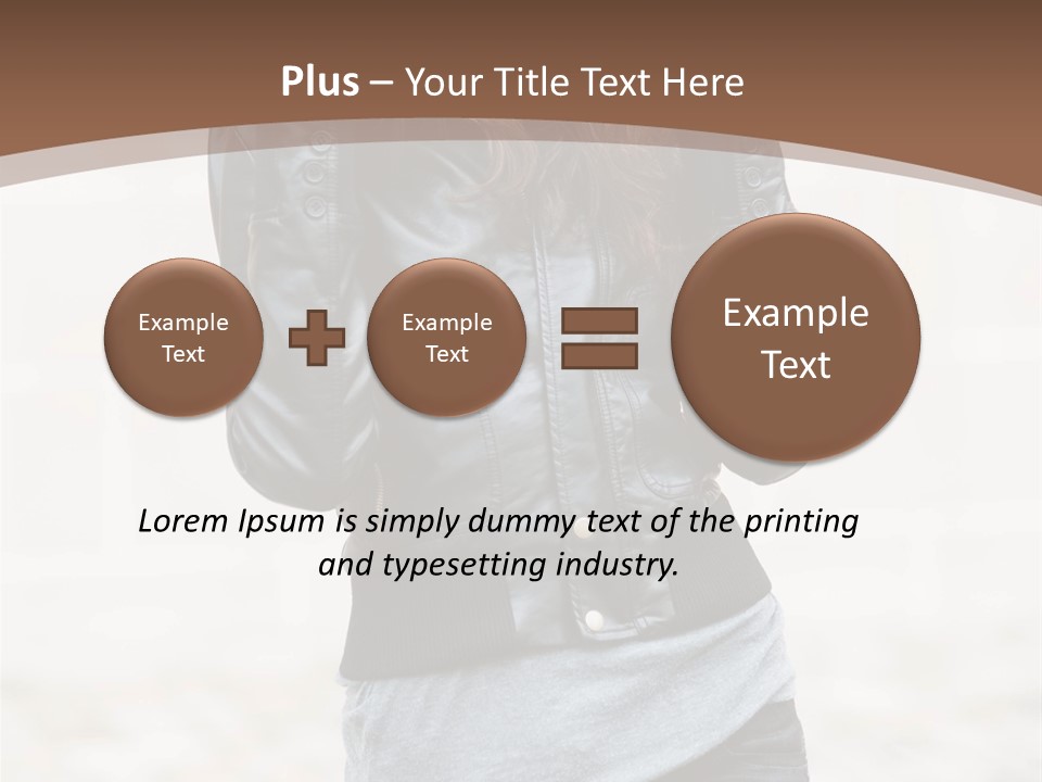 A Woman In A Leather Jacket Is Posing For A Picture PowerPoint Template