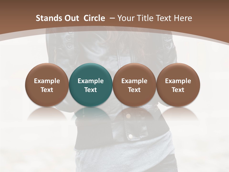 A Woman In A Leather Jacket Is Posing For A Picture PowerPoint Template