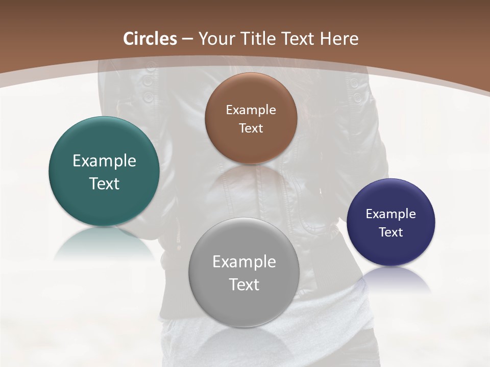 A Woman In A Leather Jacket Is Posing For A Picture PowerPoint Template