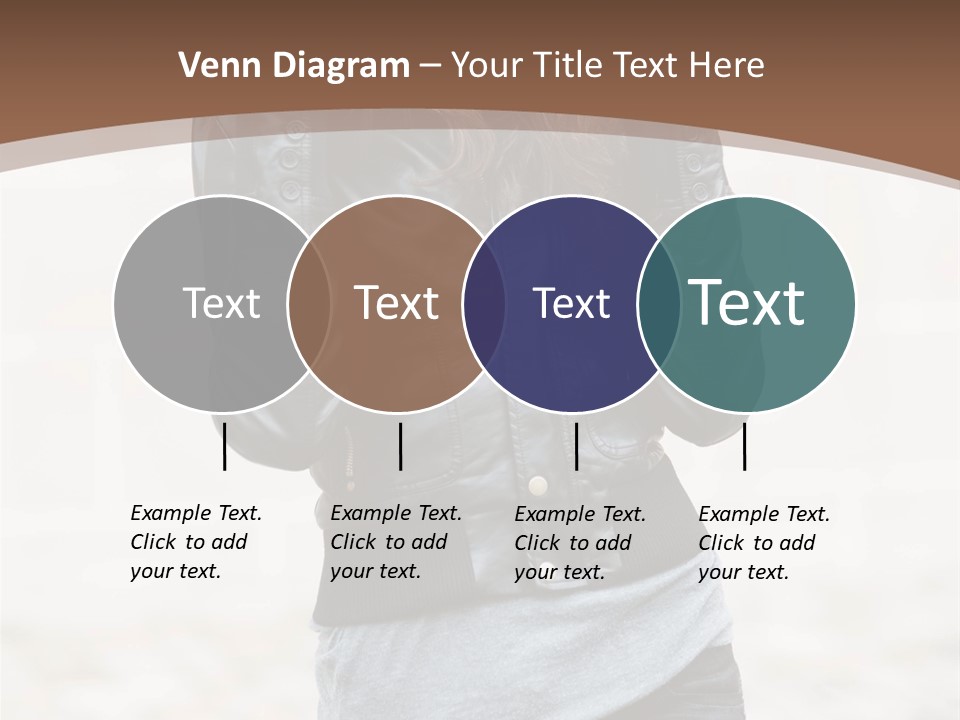 A Woman In A Leather Jacket Is Posing For A Picture PowerPoint Template