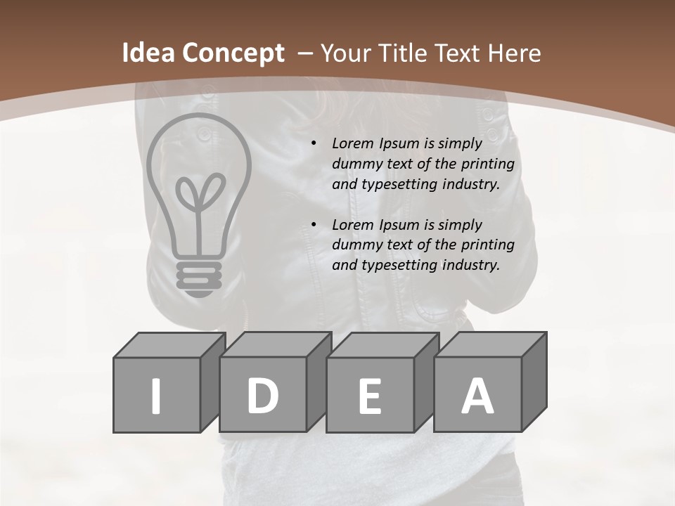 A Woman In A Leather Jacket Is Posing For A Picture PowerPoint Template