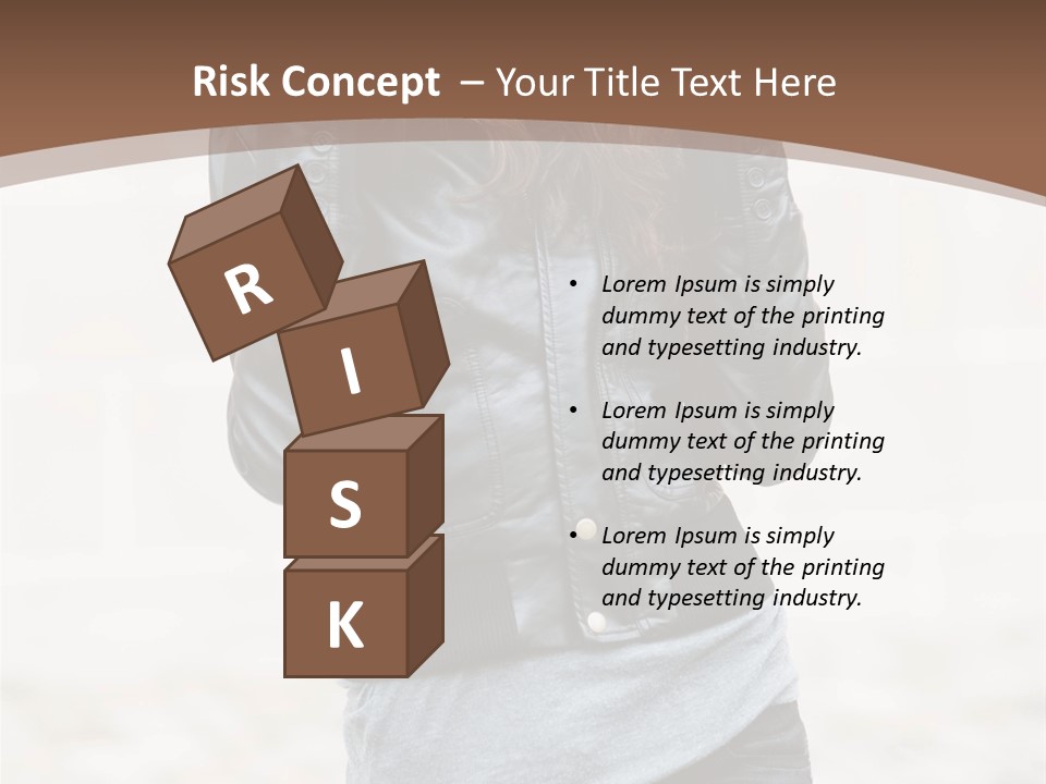 A Woman In A Leather Jacket Is Posing For A Picture PowerPoint Template