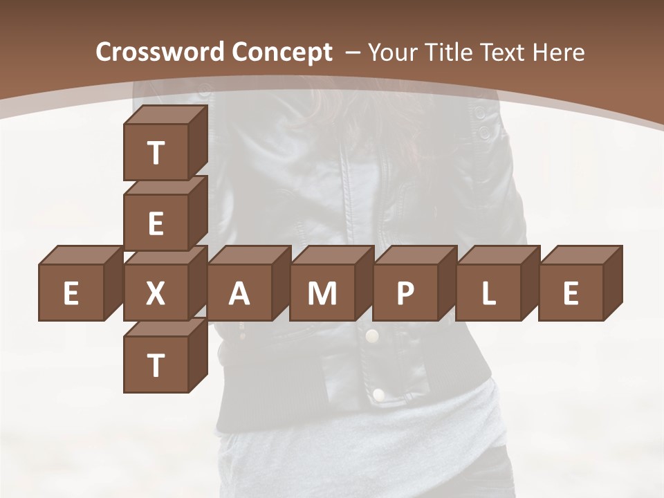 A Woman In A Leather Jacket Is Posing For A Picture PowerPoint Template