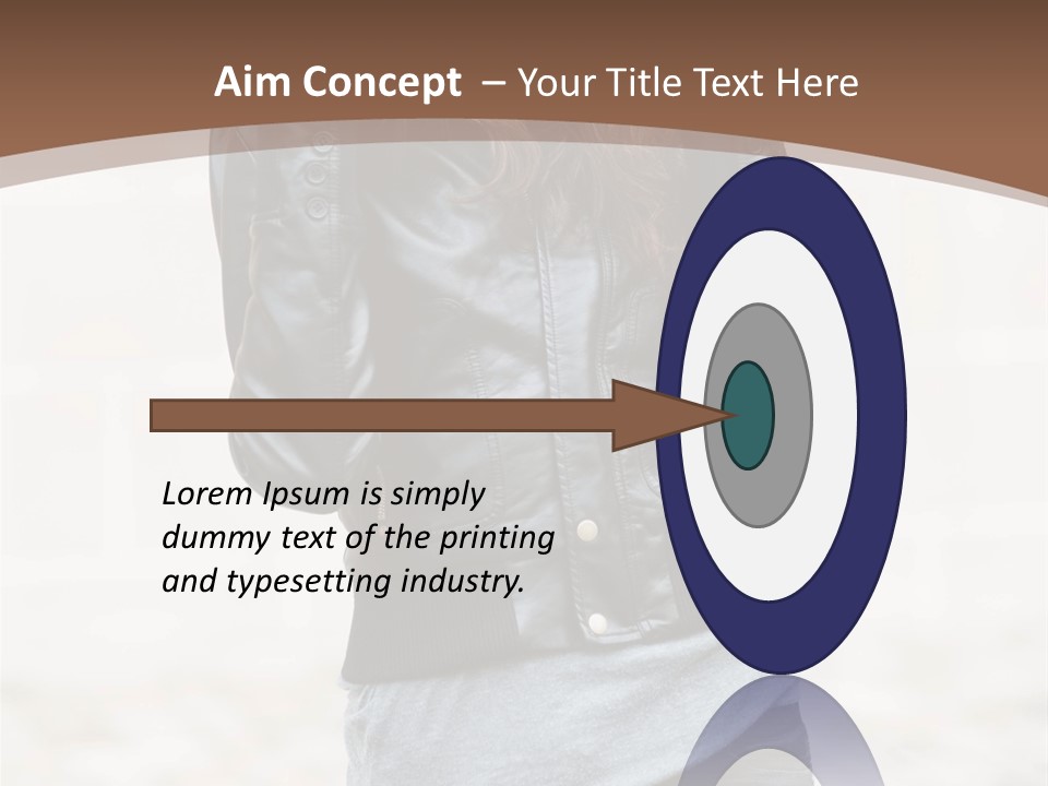 A Woman In A Leather Jacket Is Posing For A Picture PowerPoint Template