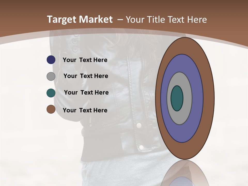 A Woman In A Leather Jacket Is Posing For A Picture PowerPoint Template