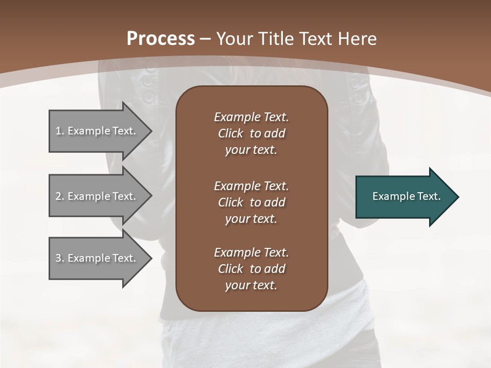 A Woman In A Leather Jacket Is Posing For A Picture PowerPoint Template