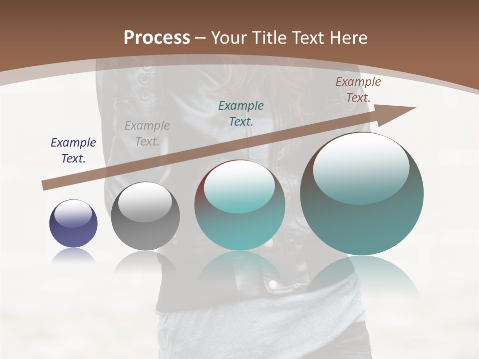 A Woman In A Leather Jacket Is Posing For A Picture PowerPoint Template