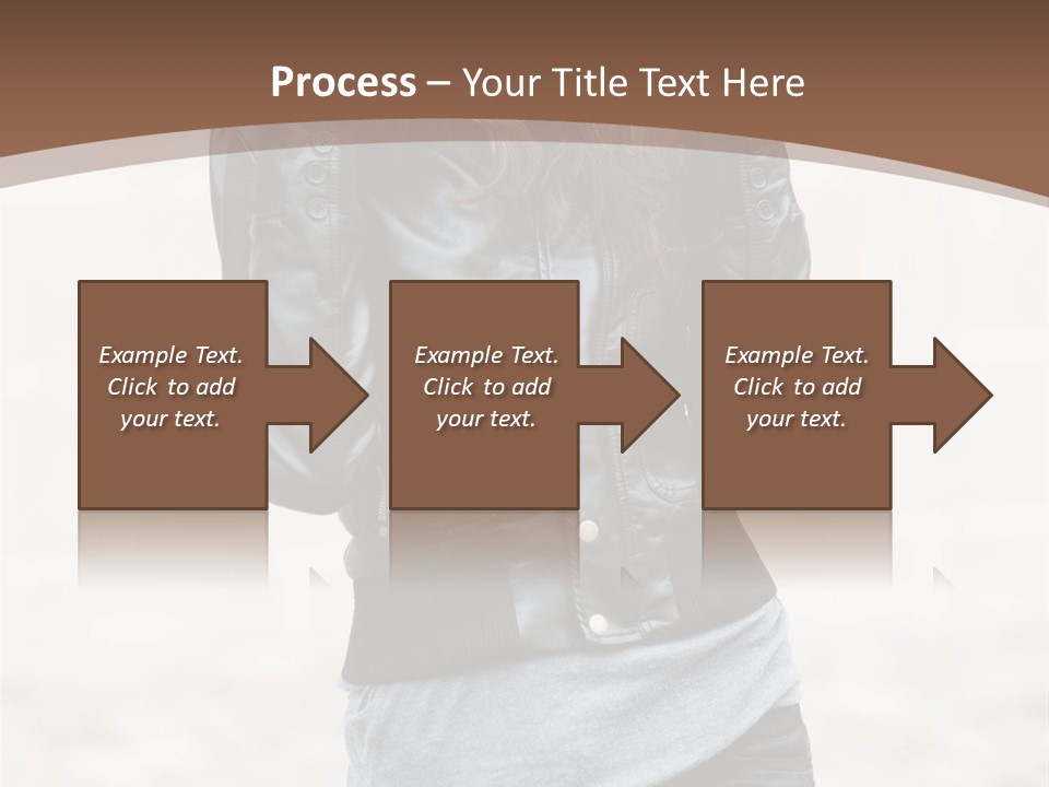 A Woman In A Leather Jacket Is Posing For A Picture PowerPoint Template