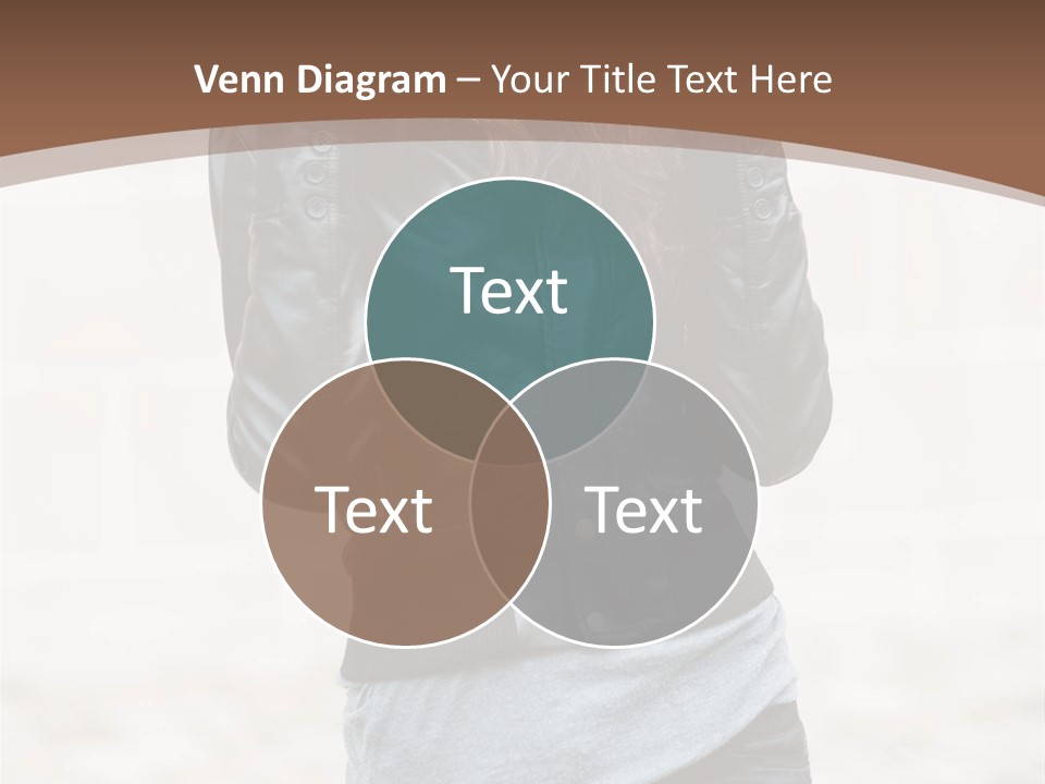 A Woman In A Leather Jacket Is Posing For A Picture PowerPoint Template