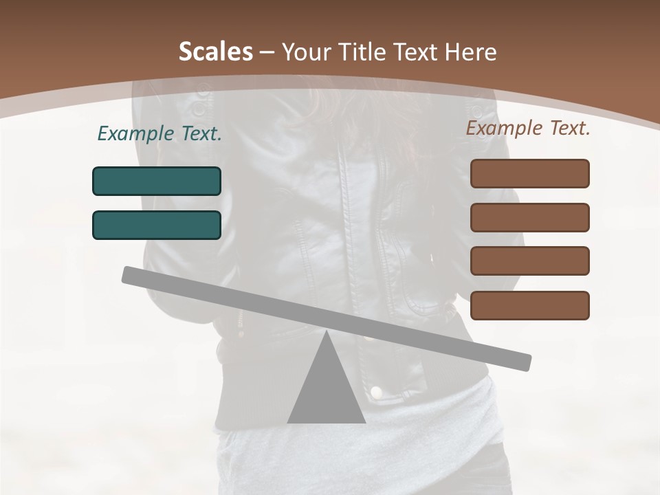 A Woman In A Leather Jacket Is Posing For A Picture PowerPoint Template