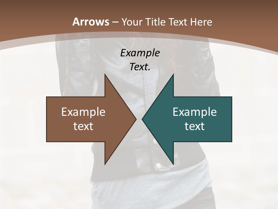 A Woman In A Leather Jacket Is Posing For A Picture PowerPoint Template