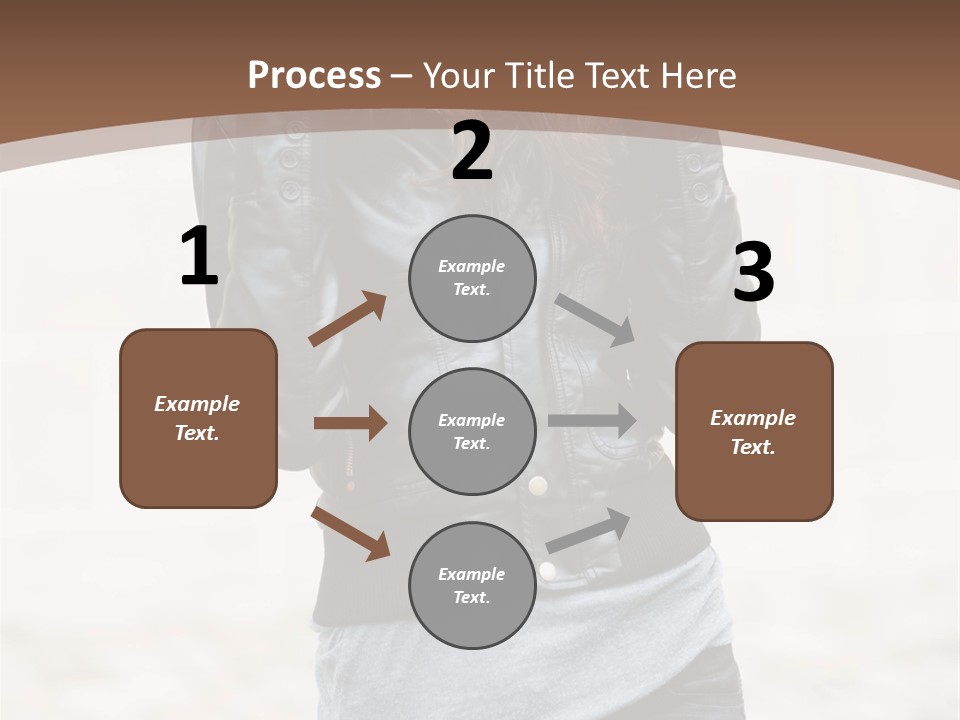 A Woman In A Leather Jacket Is Posing For A Picture PowerPoint Template