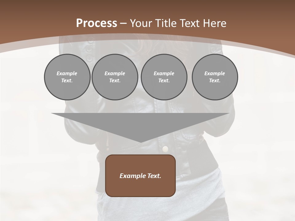 A Woman In A Leather Jacket Is Posing For A Picture PowerPoint Template