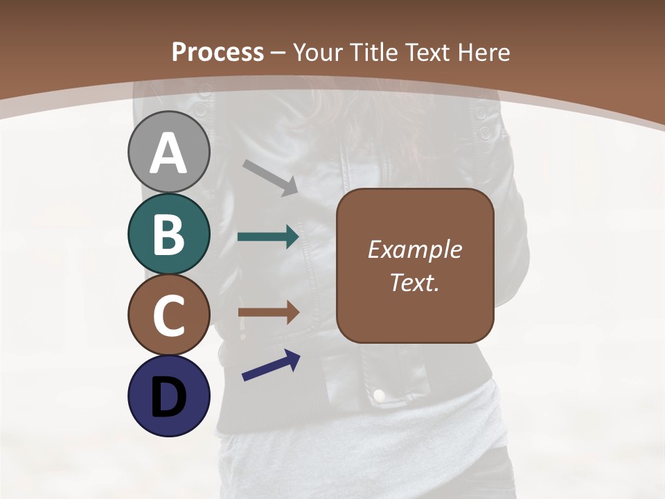 A Woman In A Leather Jacket Is Posing For A Picture PowerPoint Template