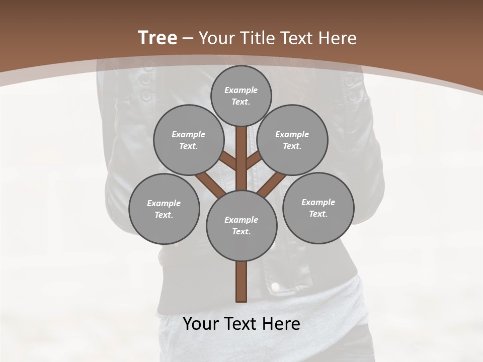 A Woman In A Leather Jacket Is Posing For A Picture PowerPoint Template