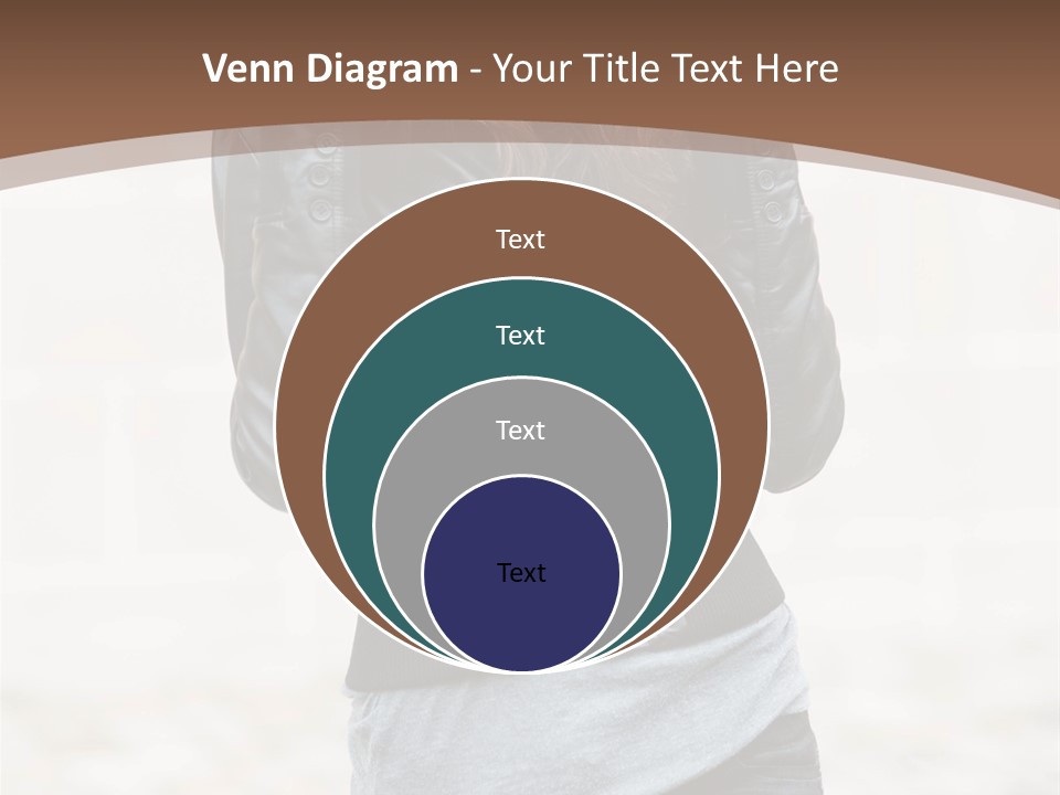 A Woman In A Leather Jacket Is Posing For A Picture PowerPoint Template