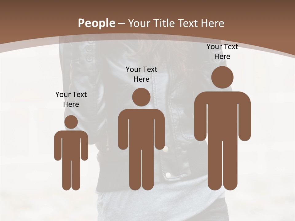 A Woman In A Leather Jacket Is Posing For A Picture PowerPoint Template