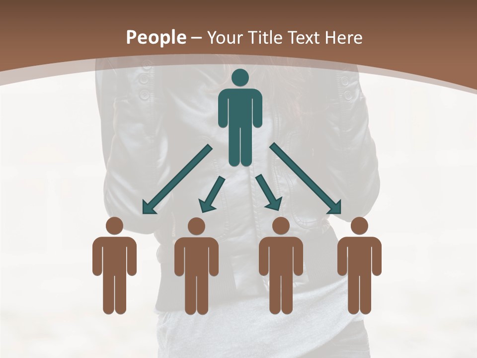 A Woman In A Leather Jacket Is Posing For A Picture PowerPoint Template