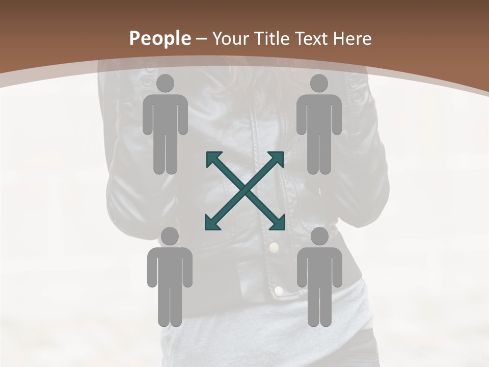 A Woman In A Leather Jacket Is Posing For A Picture PowerPoint Template