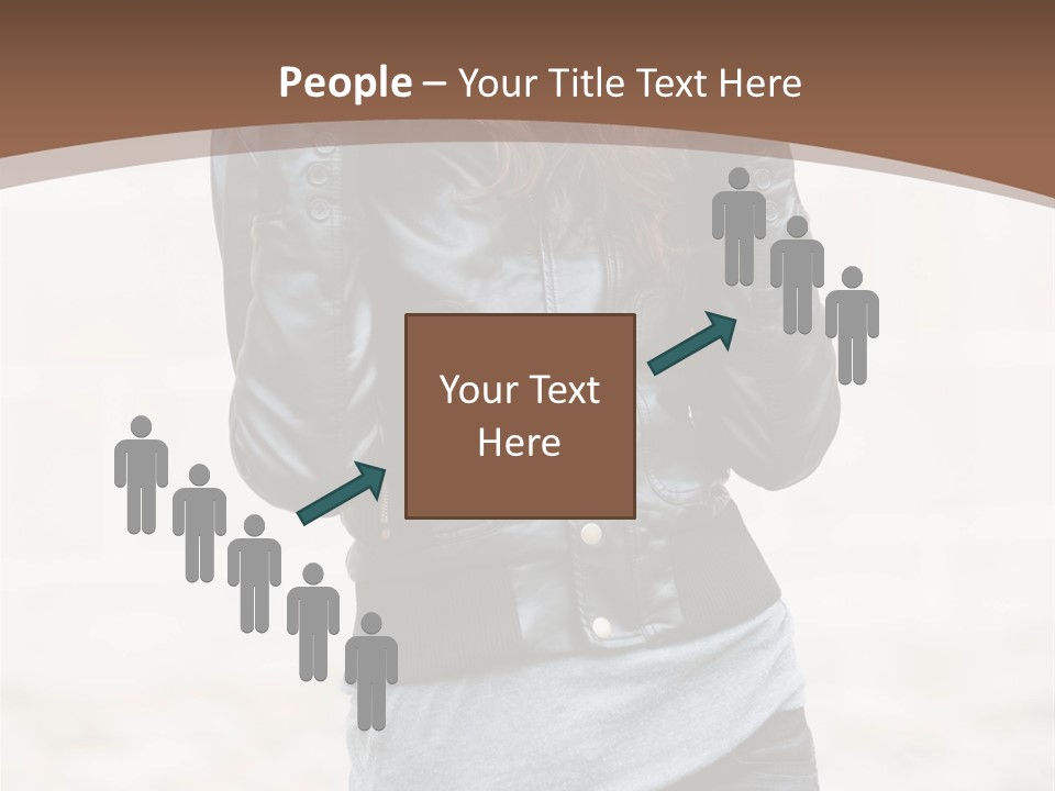 A Woman In A Leather Jacket Is Posing For A Picture PowerPoint Template