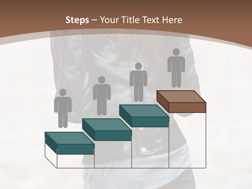 A Woman In A Leather Jacket Is Posing For A Picture PowerPoint Template