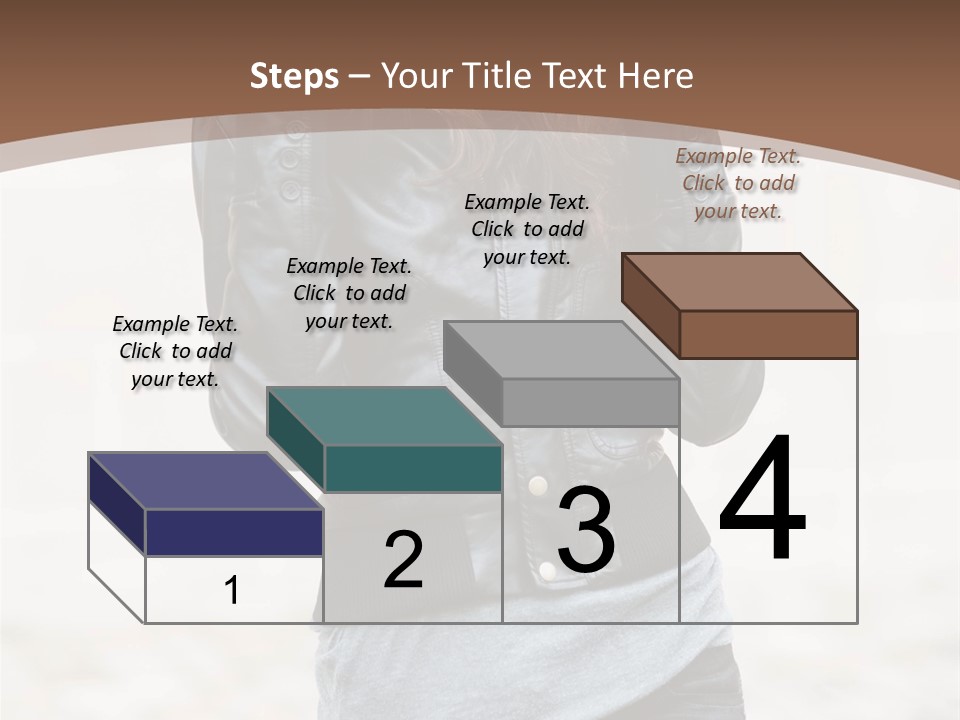 A Woman In A Leather Jacket Is Posing For A Picture PowerPoint Template