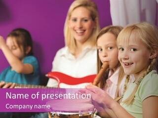 A Group Of Young Children Sitting Next To Each Other PowerPoint Template