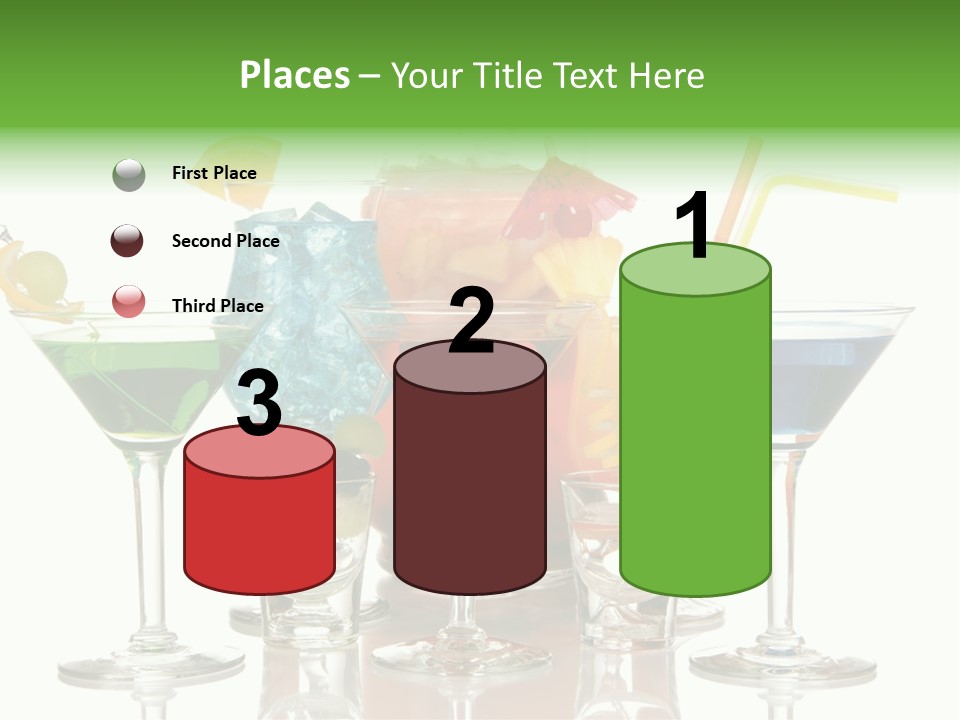 A Group Of Glasses Filled With Different Colored Drinks PowerPoint Template