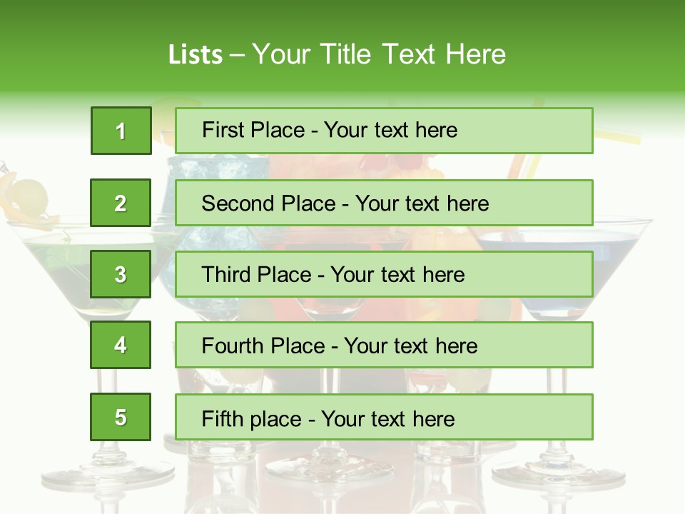 A Group Of Glasses Filled With Different Colored Drinks PowerPoint Template