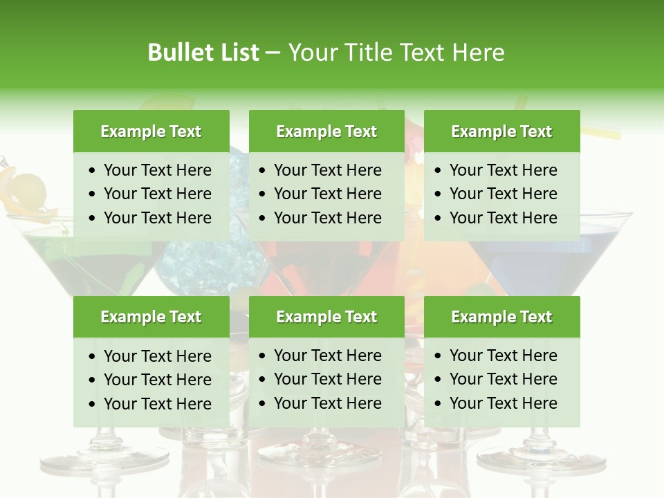 A Group Of Glasses Filled With Different Colored Drinks PowerPoint Template