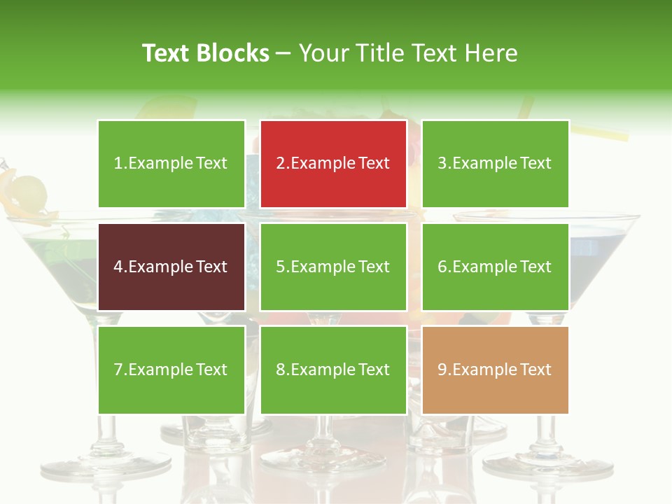 A Group Of Glasses Filled With Different Colored Drinks PowerPoint Template
