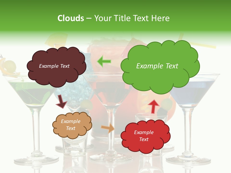 A Group Of Glasses Filled With Different Colored Drinks PowerPoint Template