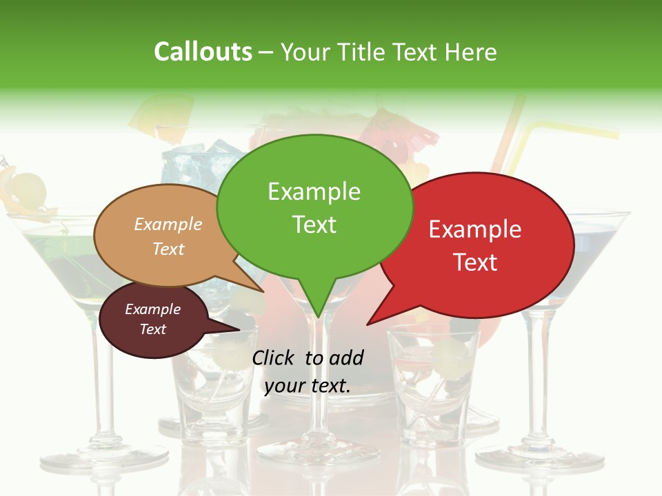 A Group Of Glasses Filled With Different Colored Drinks PowerPoint Template