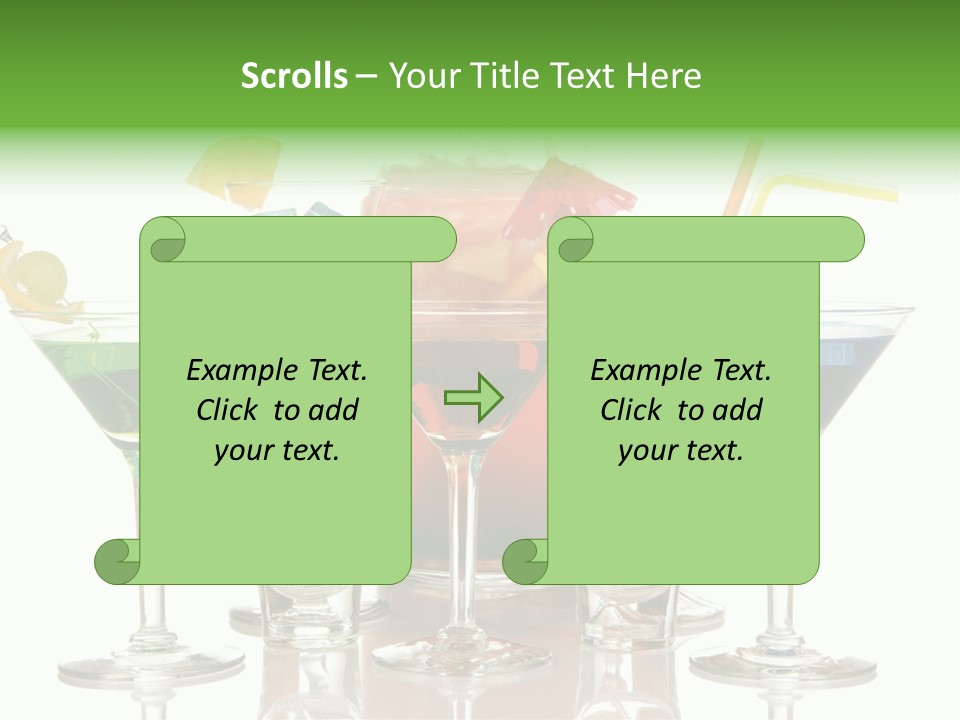 A Group Of Glasses Filled With Different Colored Drinks PowerPoint Template