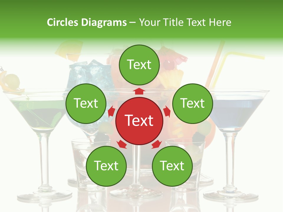 A Group Of Glasses Filled With Different Colored Drinks PowerPoint Template