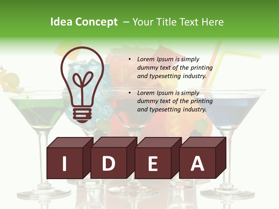 A Group Of Glasses Filled With Different Colored Drinks PowerPoint Template