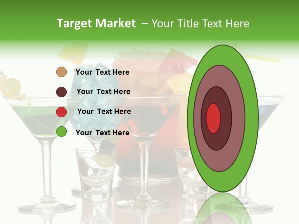 A Group Of Glasses Filled With Different Colored Drinks PowerPoint Template