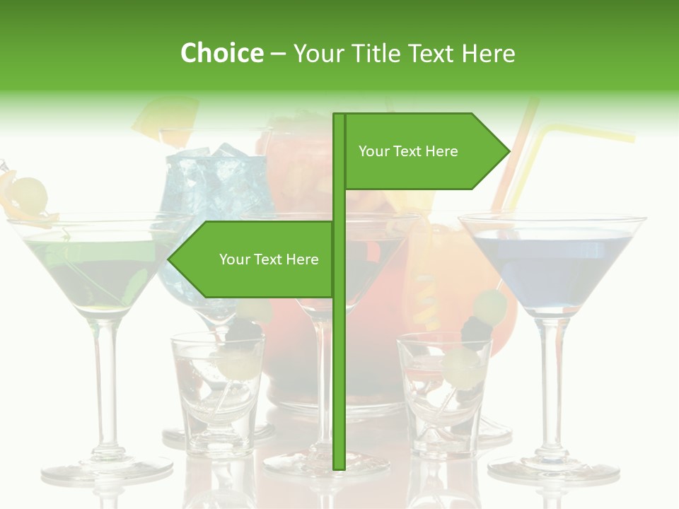 A Group Of Glasses Filled With Different Colored Drinks PowerPoint Template