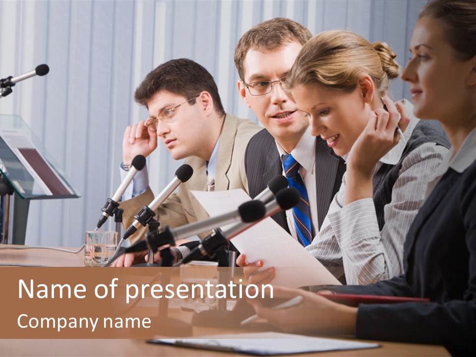 Row Smiling Speaking PowerPoint Template