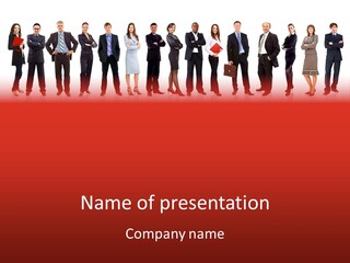 A Group Of Business People Standing In A Row PowerPoint Template