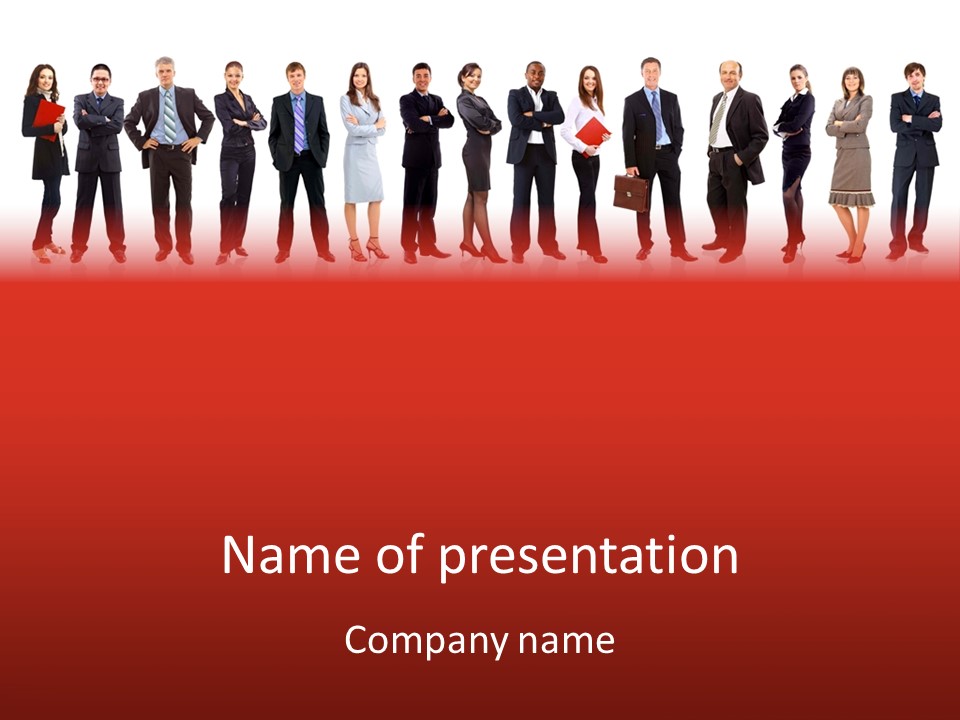 A Group Of Business People Standing In A Row PowerPoint Template