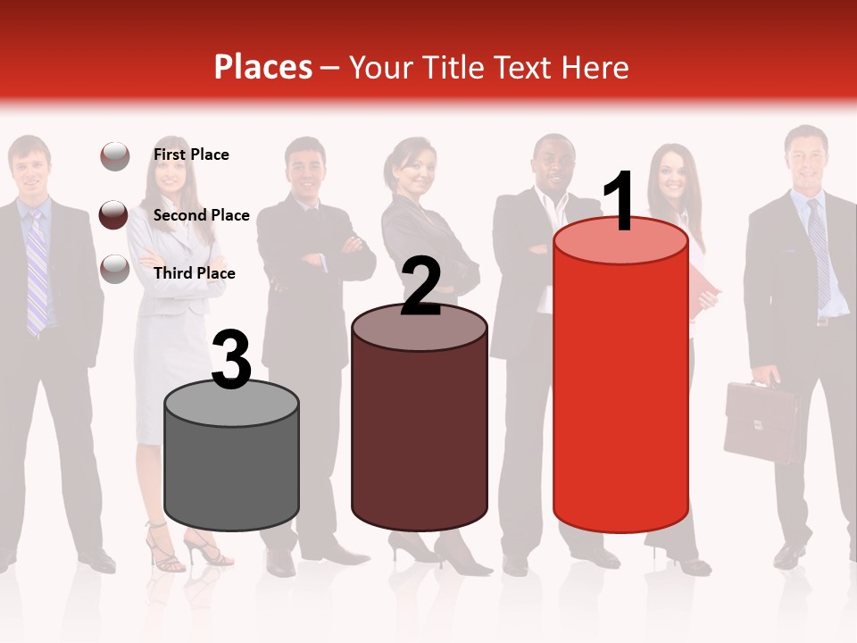 A Group Of Business People Standing In A Row PowerPoint Template