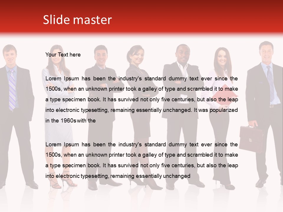 A Group Of Business People Standing In A Row PowerPoint Template