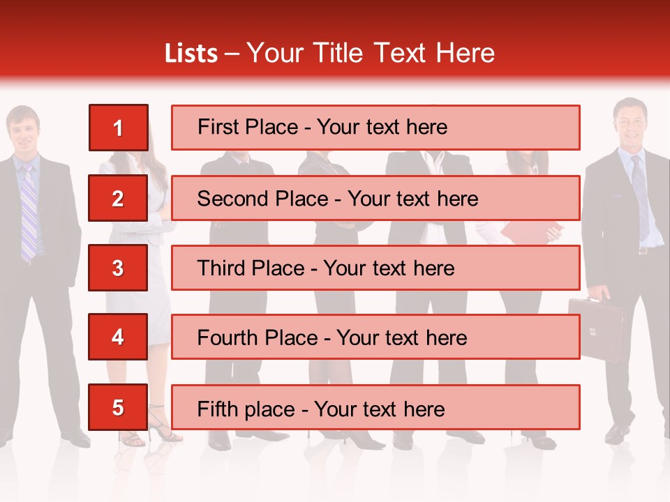 A Group Of Business People Standing In A Row PowerPoint Template
