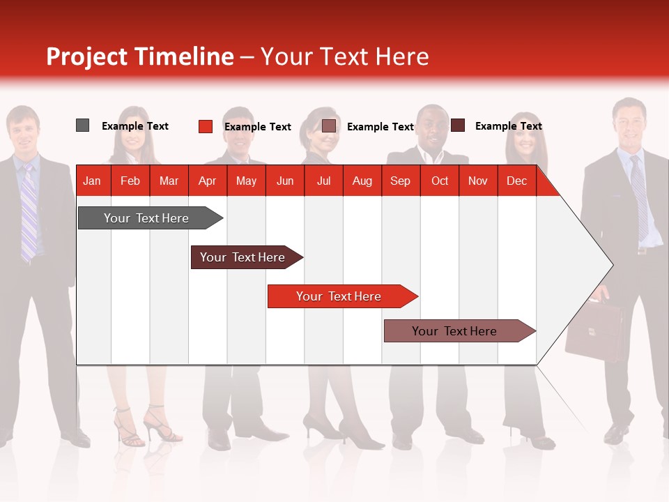 A Group Of Business People Standing In A Row PowerPoint Template