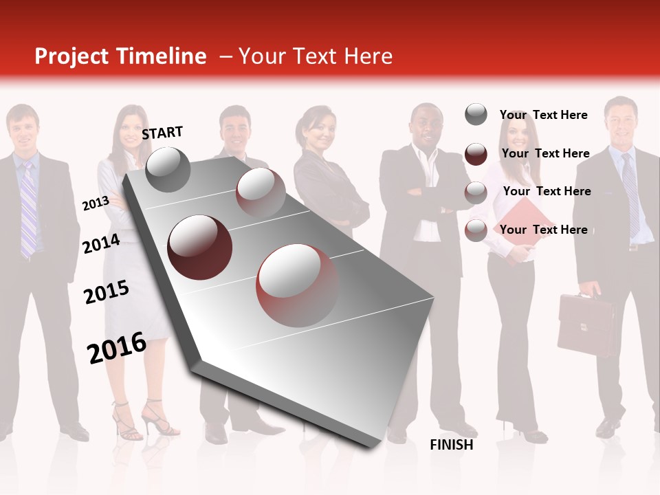 A Group Of Business People Standing In A Row PowerPoint Template