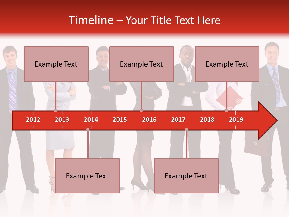 A Group Of Business People Standing In A Row PowerPoint Template