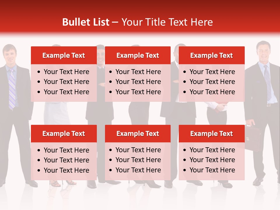 A Group Of Business People Standing In A Row PowerPoint Template