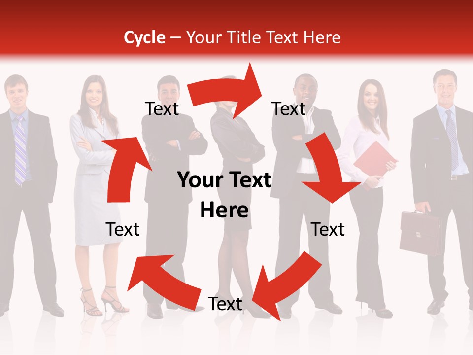 A Group Of Business People Standing In A Row PowerPoint Template