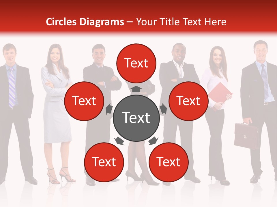 A Group Of Business People Standing In A Row PowerPoint Template